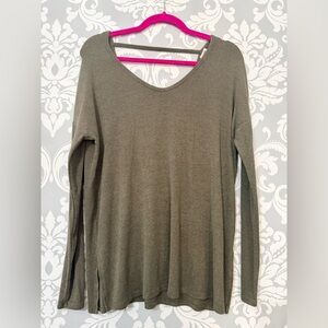 4/$25 • Garage Ribbed Olive Green Scoopneck Long Sleeve Top